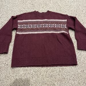 LL Bean Cotton Ragg Sweater Sz 1X Fair Isle Heavyweight Casual Preppy Winter